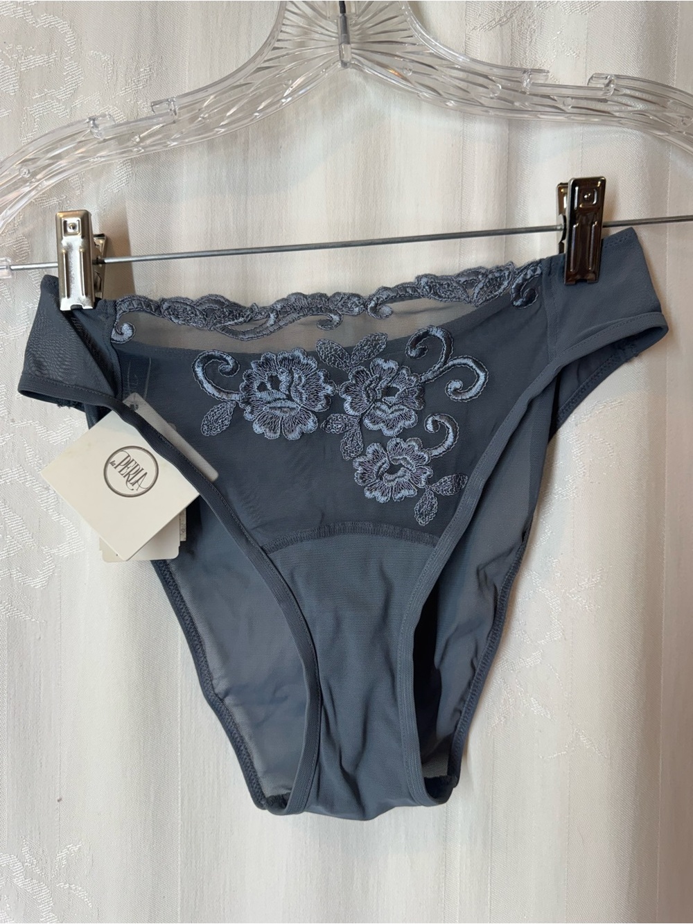 Vintage La Perla Sheer Floral Embroidered Panty